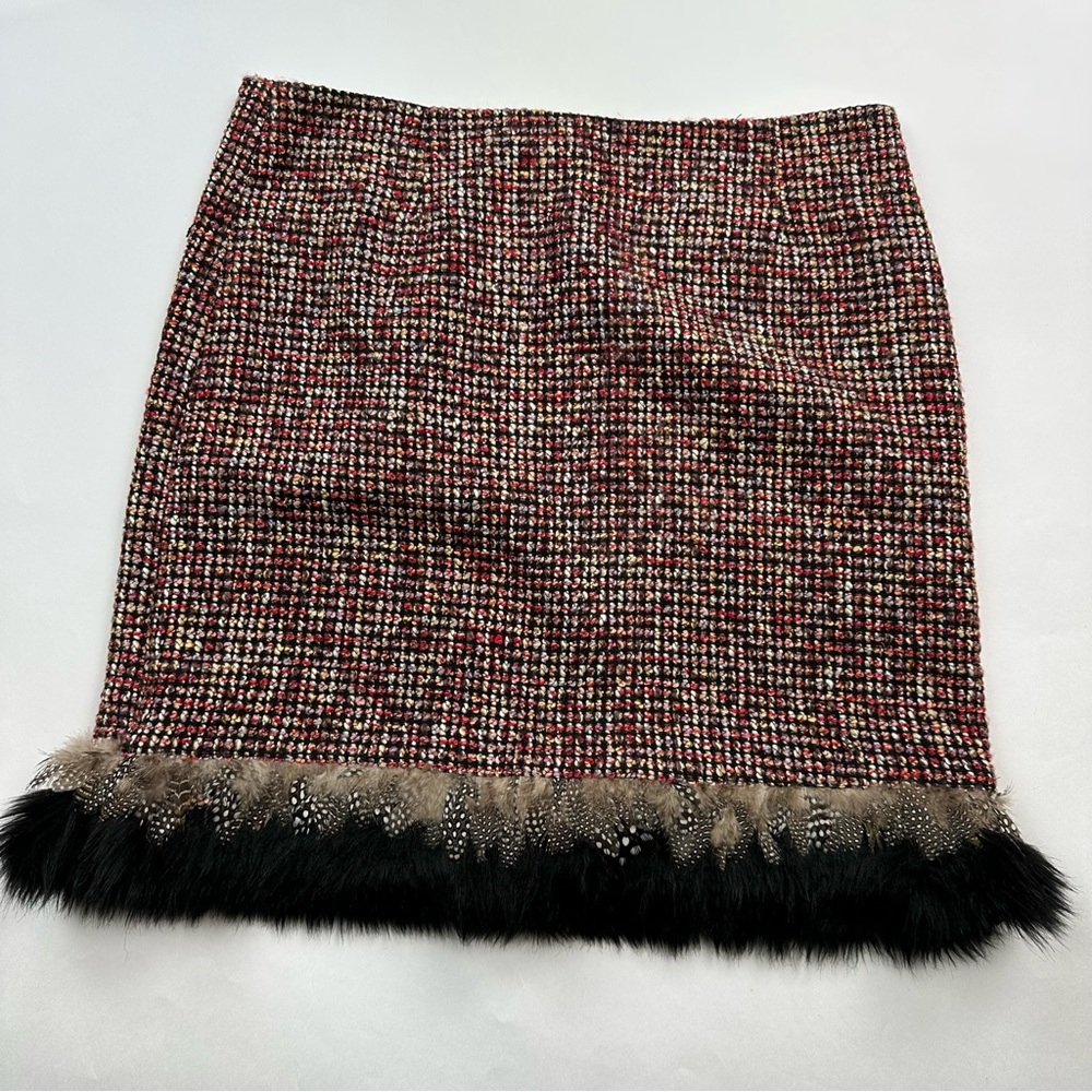 Dizzy Lizzie Tweed Feather Trim Skirt Size 10